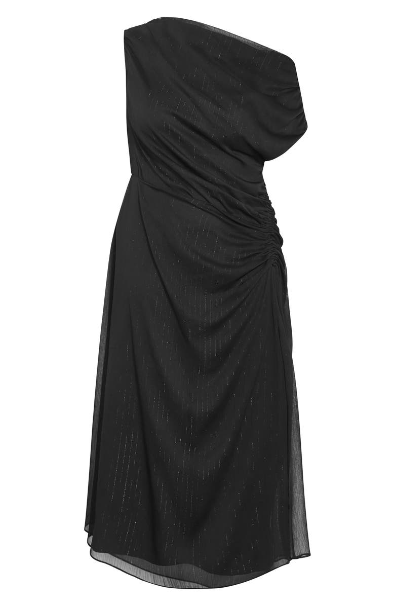 City Chic VIvid One-Shoulder Maxi Dress, Alternate, color, Metallic Black