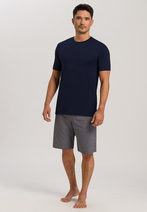 Hanro Night And Day Cotton Crew Neck T-shirt In Black Iris
