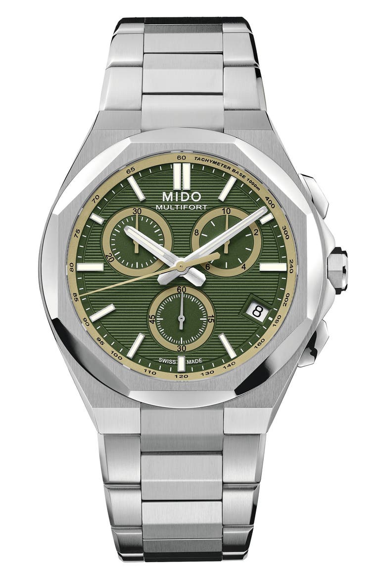 Multifort 8 Khaki One Crown Chronograph Bracelet Watch, 40mm, Main, color, GREEN