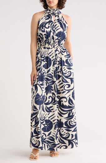 MELLODAY Abstract Maxi Halter Dress
