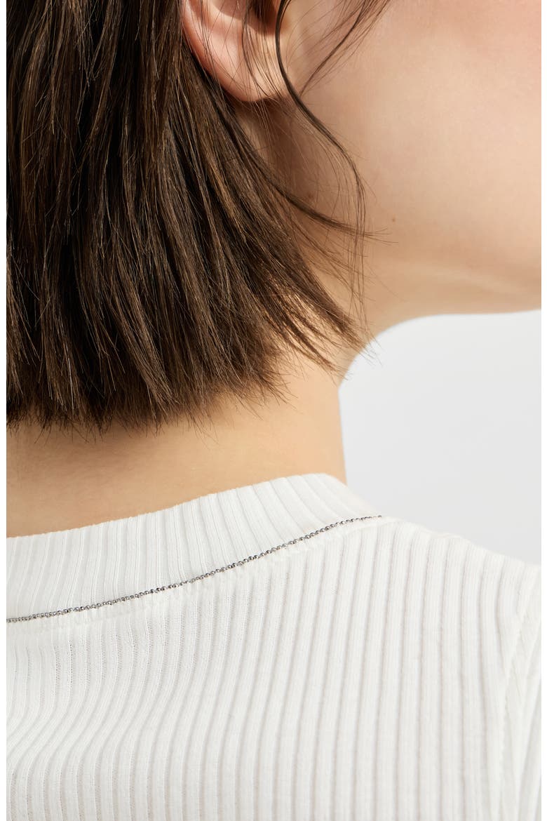 Cotton ribbed jersey top with monili, Alternate, color, Ivory