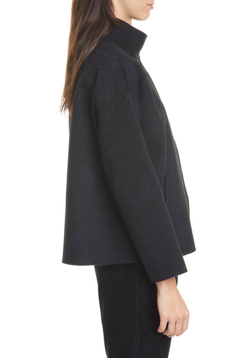 Stand Collar Boxy Coat, Alternate, color, CHARCOAL