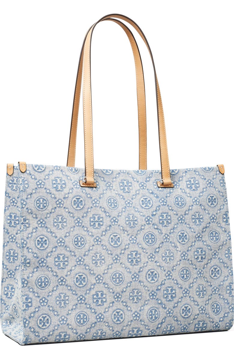 Tory Burch T Monogram Denim Tote, Alternate, color, Powder Blue