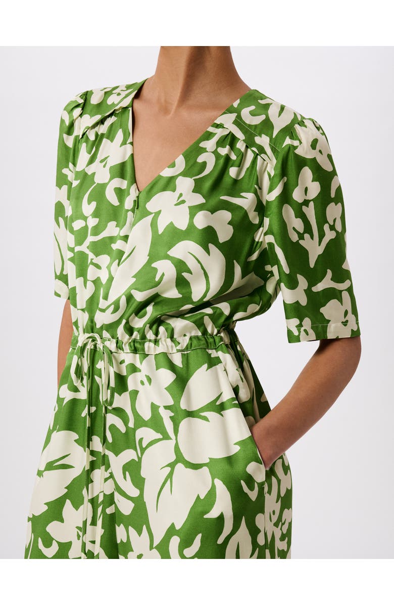 Whistles Floral Tie Waist Jumpsuit, Alternate, color, Grn/Multi