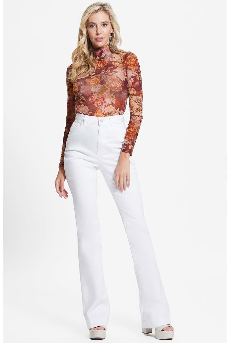 Kamaria Mesh Turtleneck Top, Alternate, color, DIGITAL TAPESTRY PRINT MAROON