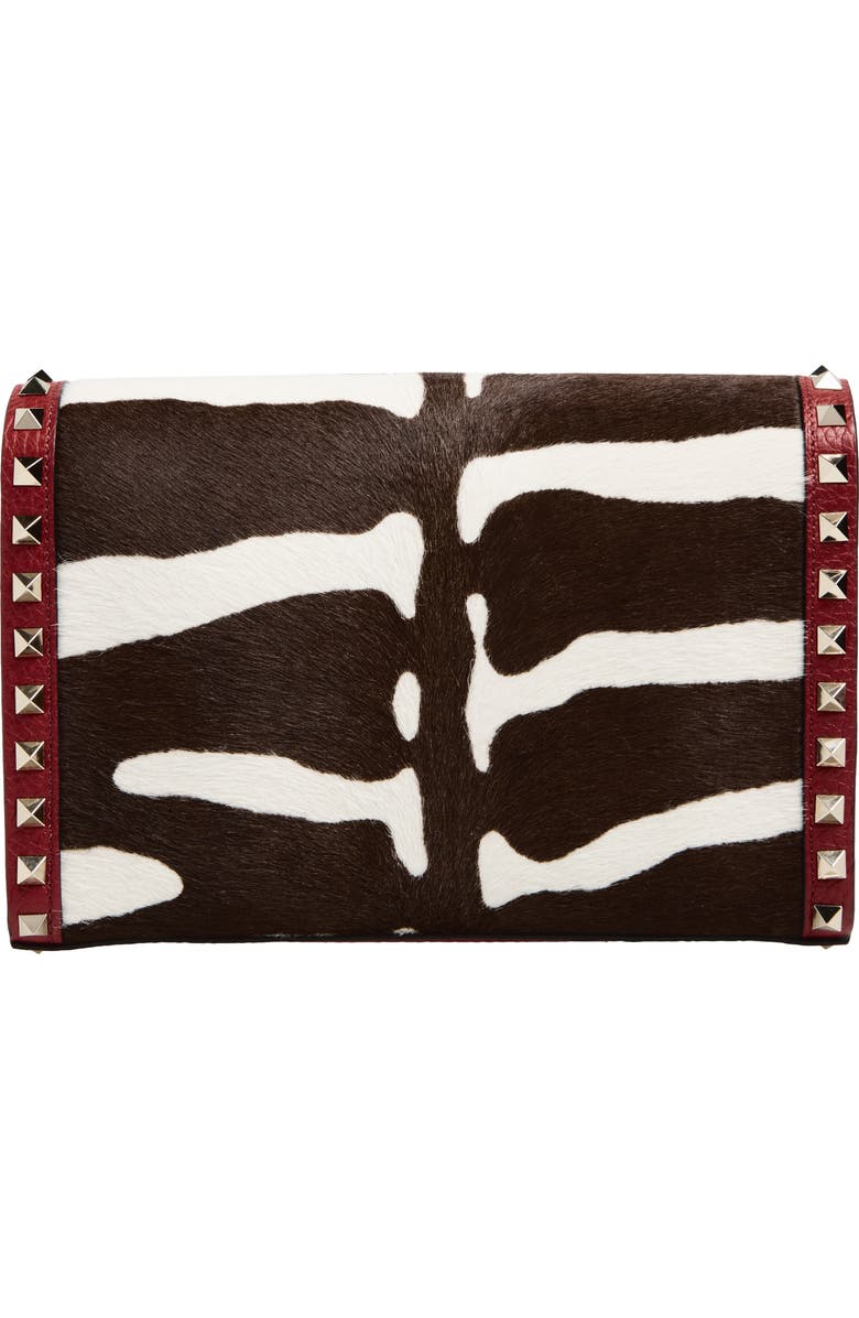 Valentino Garavani Small Rockstud Genuine Calf Hair & Leather Shoulder Bag, Alternate, color, Red