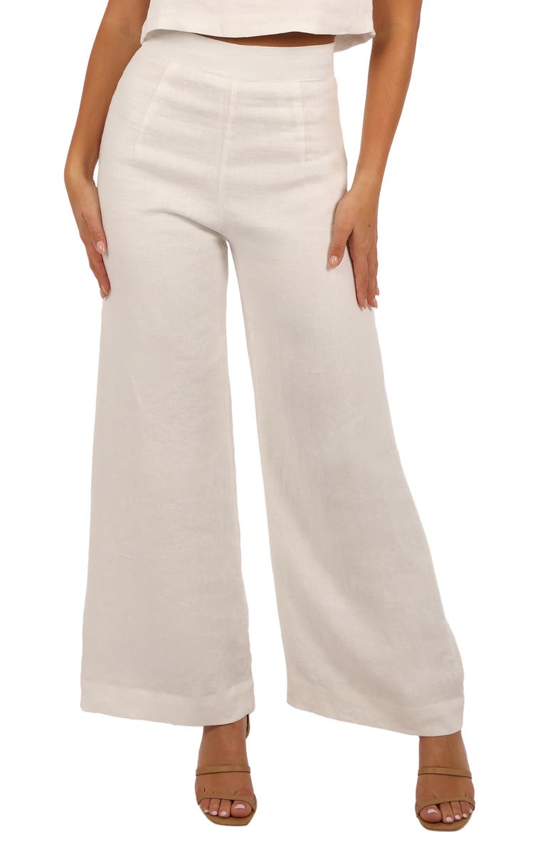Petal & Pup Devlin Linen Wide Leg Pants, Main, color, Cloud White