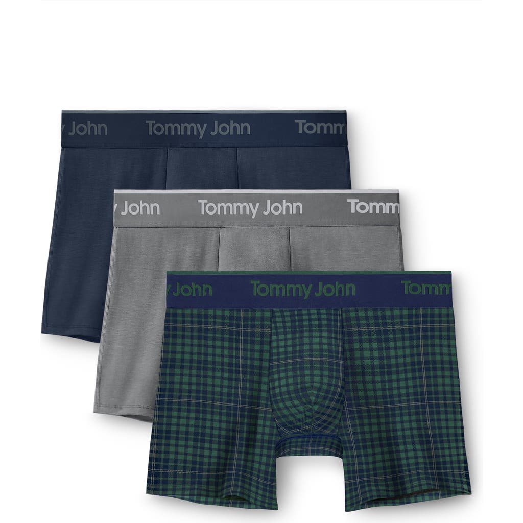 Tommy John Assorted 3-pack Second Skin 4-inch Stretch Modal Boxer Briefs In Blue