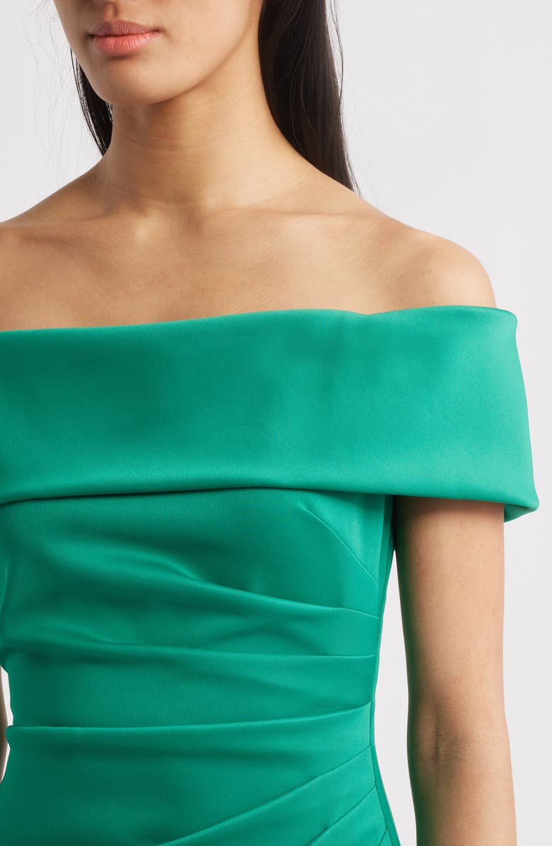 Eliza J Off the Shoulder High-Low Gown, Alternate, color, Jade