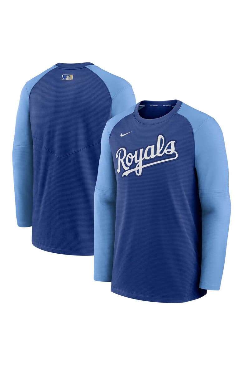 Men's Nike Royal/Light Blue Kansas City Royals Authentic Collection Pregame Performance Raglan Pullover Sweatshirt, Alternate, color, Royal