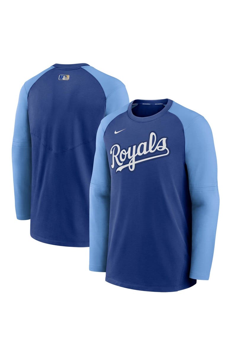 Nike Men's Nike Royal/Light Blue Kansas City Royals Authentic Collection Pregame Performance Raglan Pullover Sweatshirt, Alternate, color, 