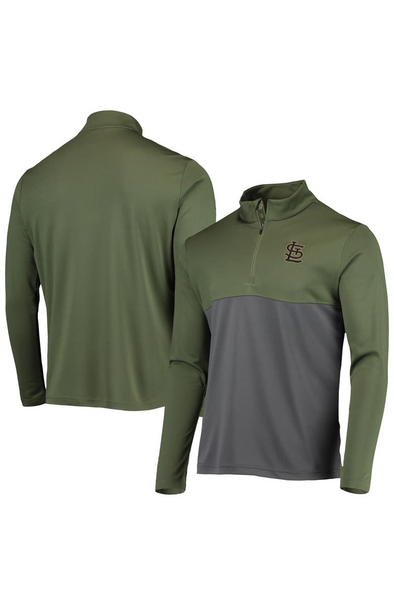LEVELWEAR Men's Levelwear Olive St. Louis Cardinals Delta Pursue Quarter-Zip Jacket, Main, color, Olive