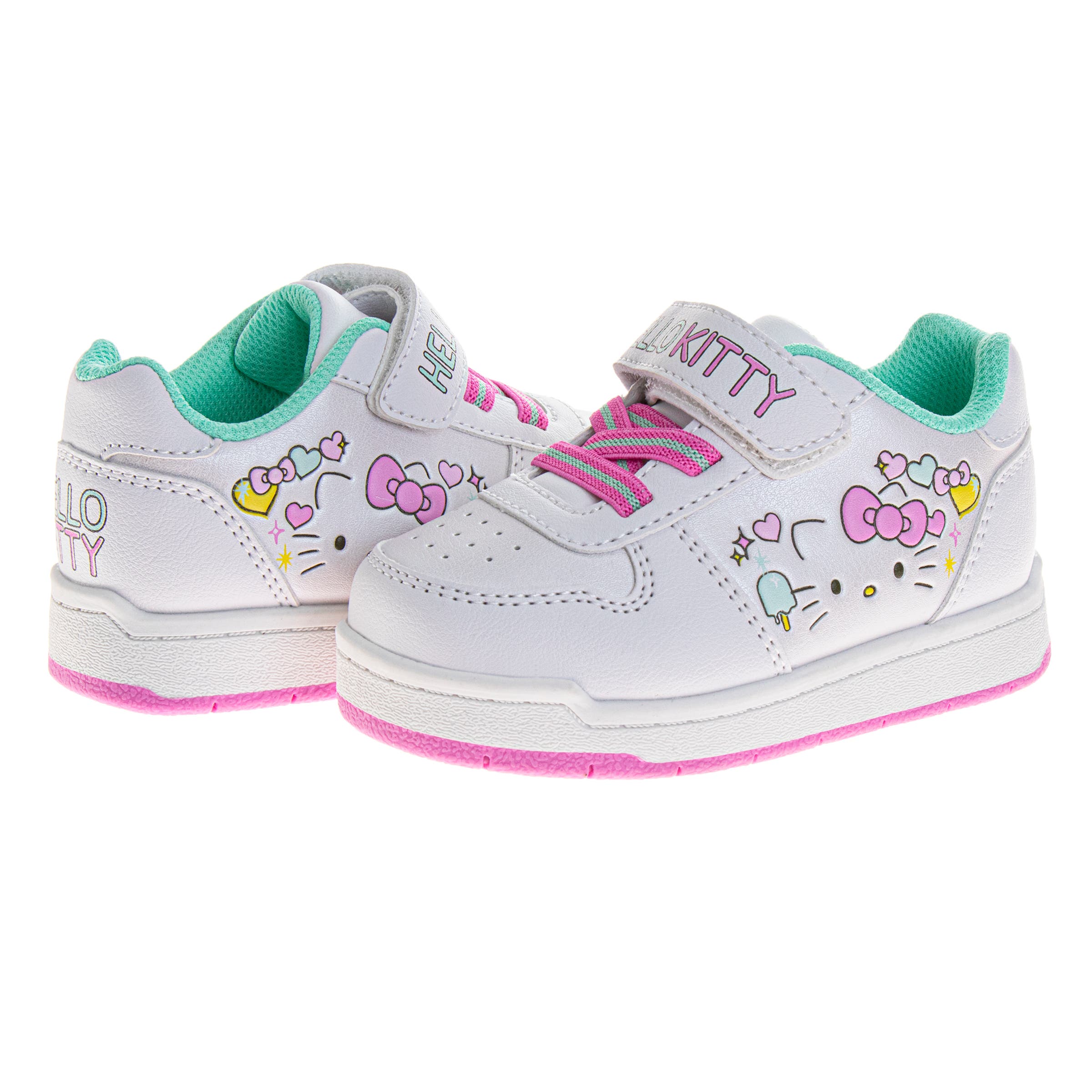 Hello Kitty Sanrio Hello Kitty Sneakers for Girls  Velcro Easy SlipOn Casual Comfort, Alternate, color, White