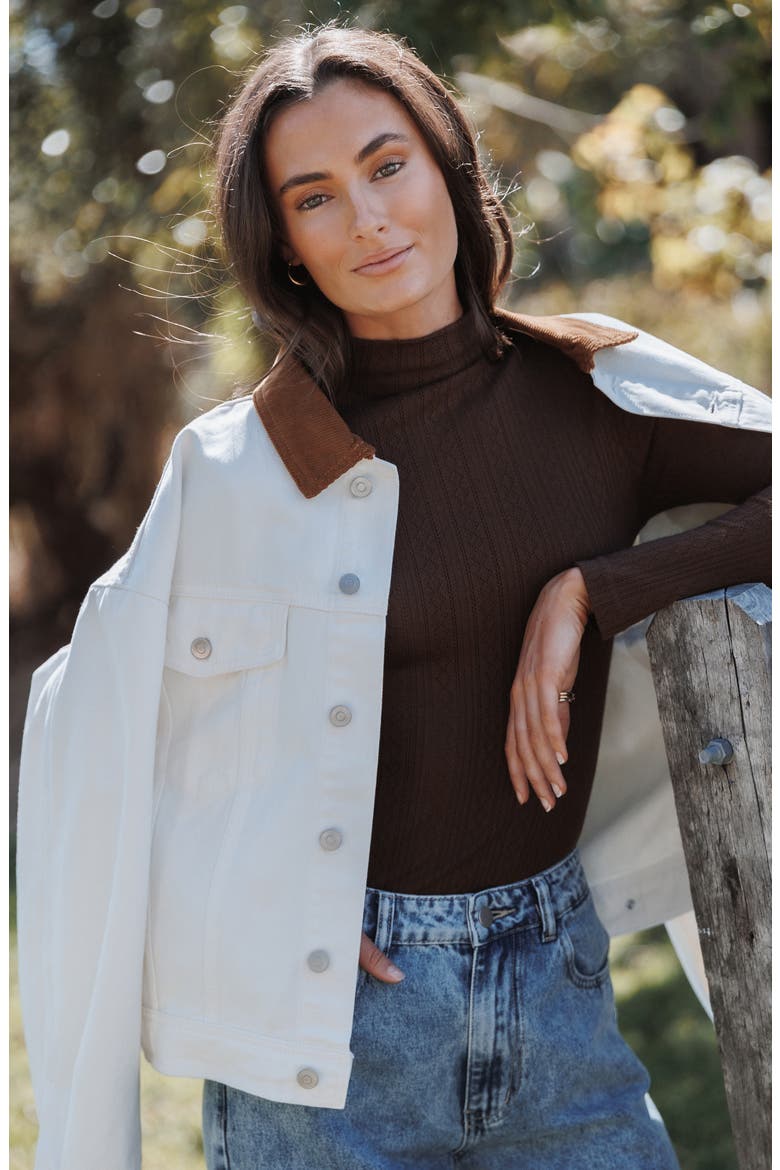 Larosa Denim Jacket, Alternate, color, IVORY