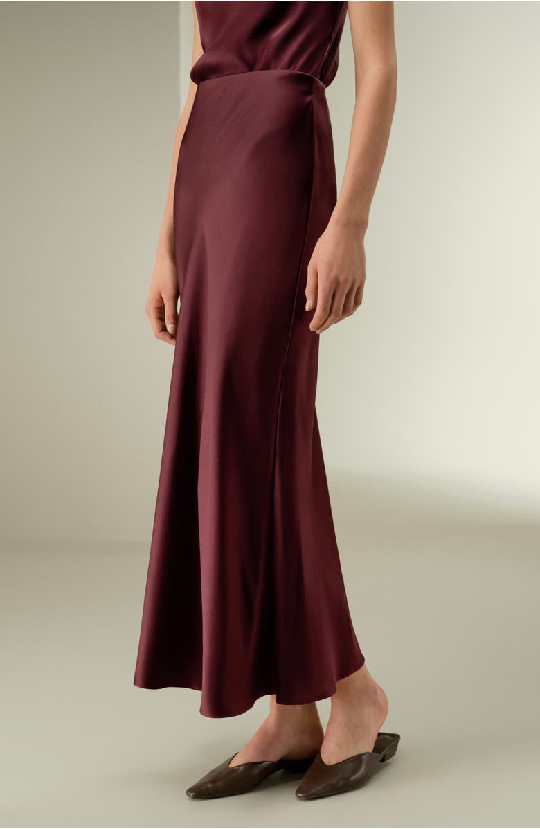 Lilysilk Double-Faced Silk Charmeuse Maxi Skirt, Alternate, color, Pinot Noir