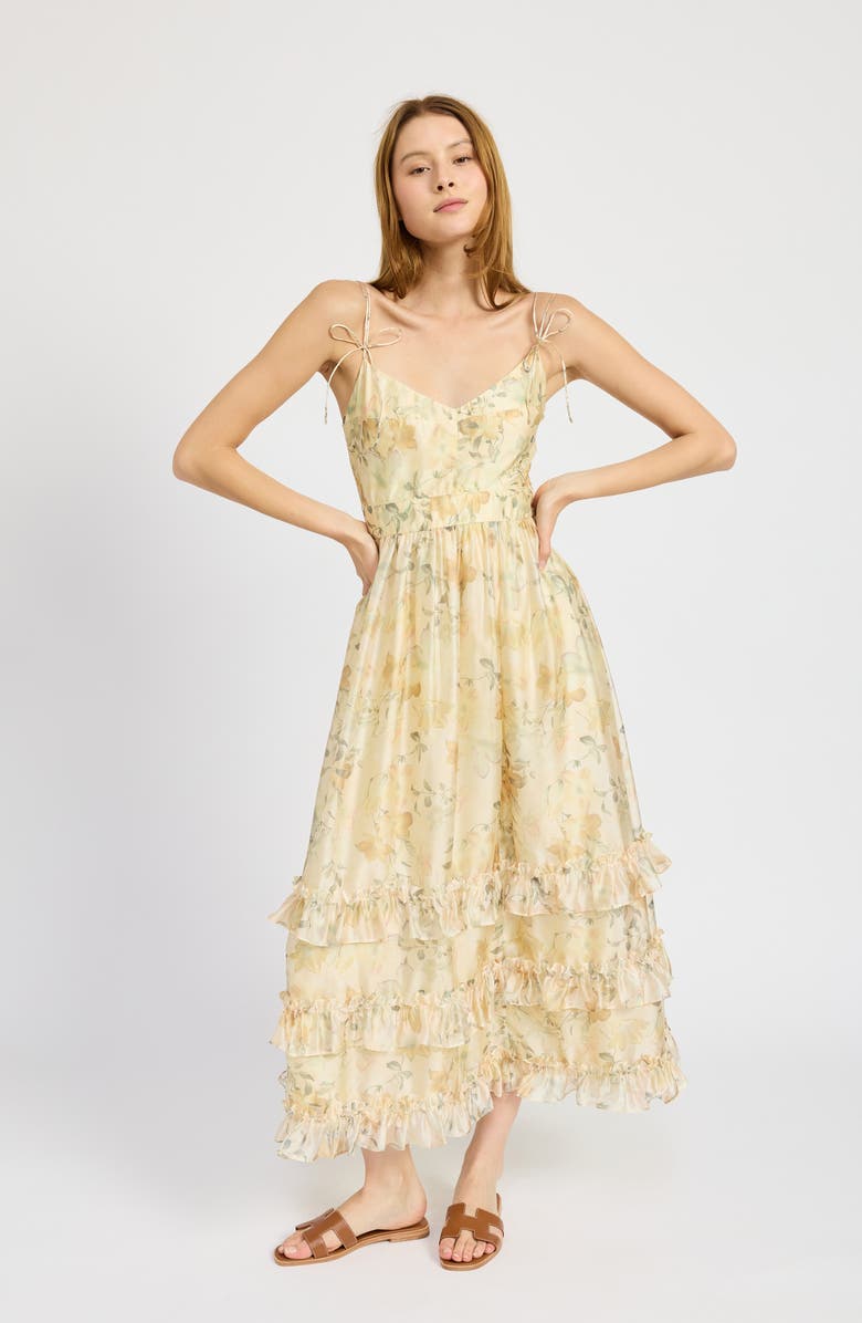 En Saison Elliott Floral Tiered Organza Midi Dress, Alternate, color, 