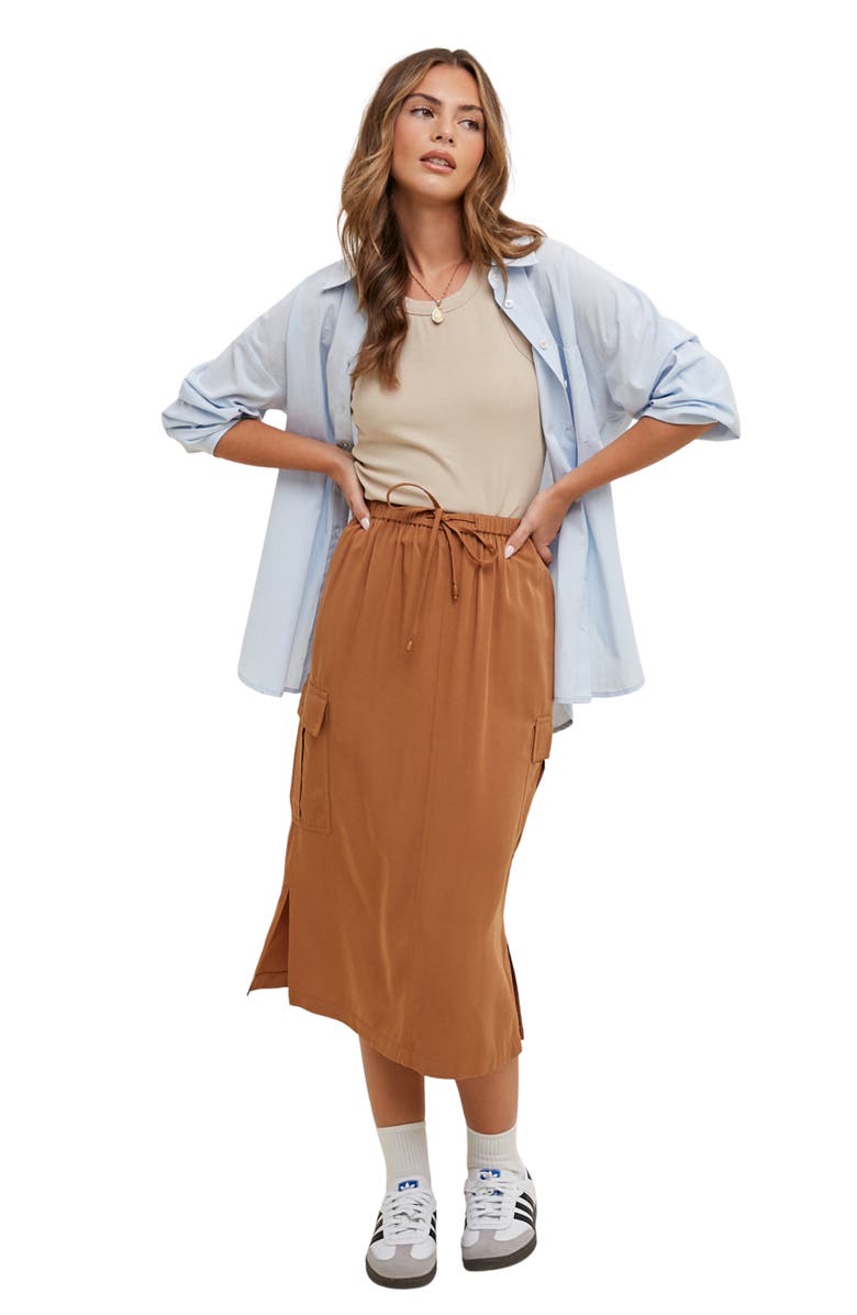 WISHLIST Cargo Midi Skirt, Alternate, color, Bronze