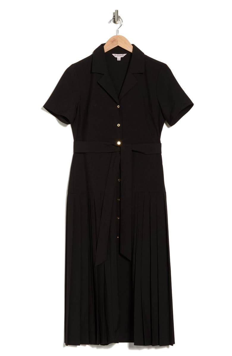 Nanette Lepore Pleated A-Line Shirtdress, Alternate, color, Very Black
