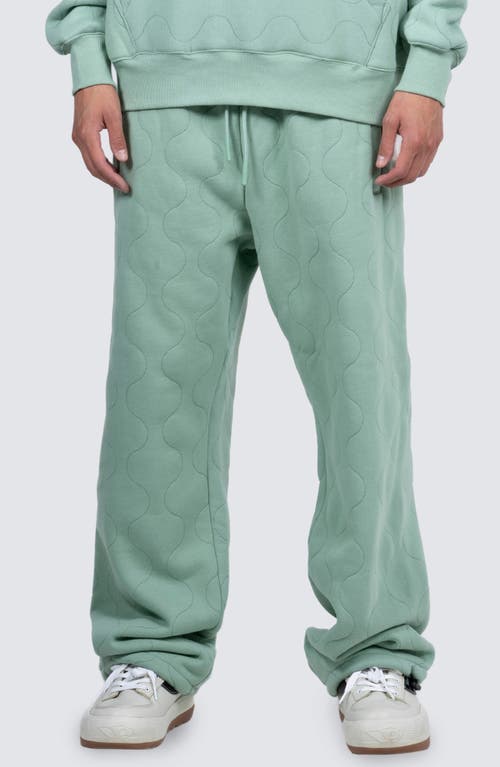 PLEASURES Wave Quilted Easy Pants in Matcha 