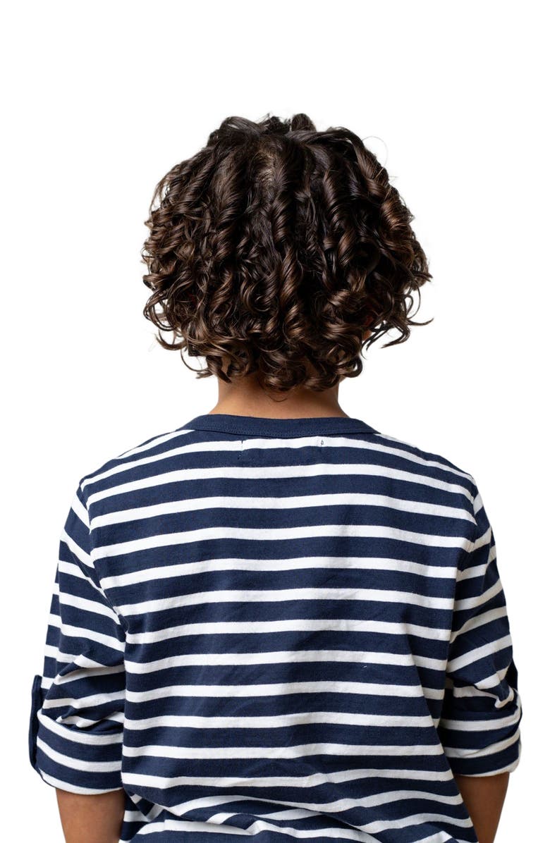Hope & Henry Boys' Henley Pocket Tee with Rolled Sleeves, Kids, Alternate, color, Navy Stripe With Pocket