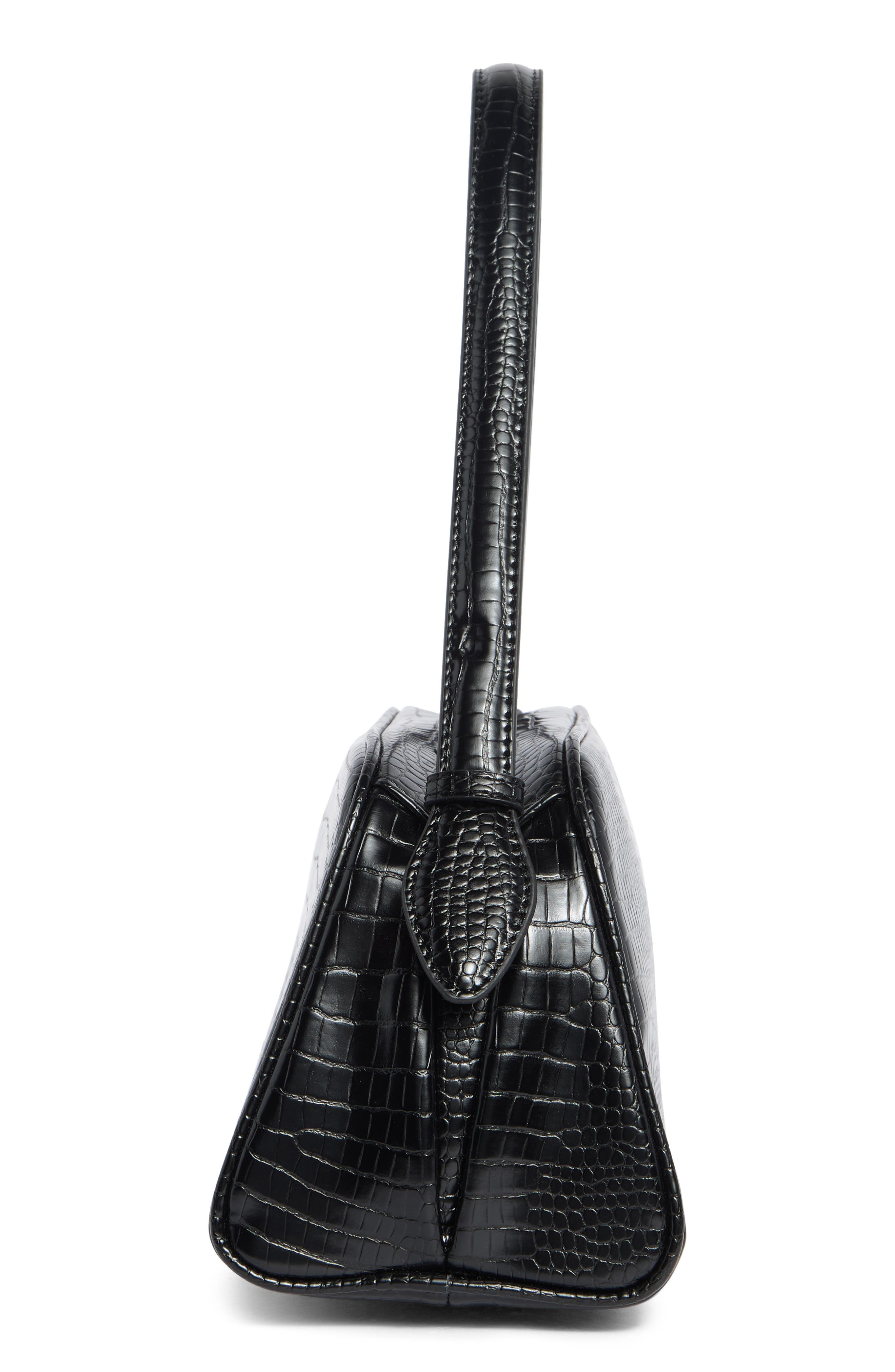 BCBG Croc-Embossed Top Handle Bag, Alternate, color, Black