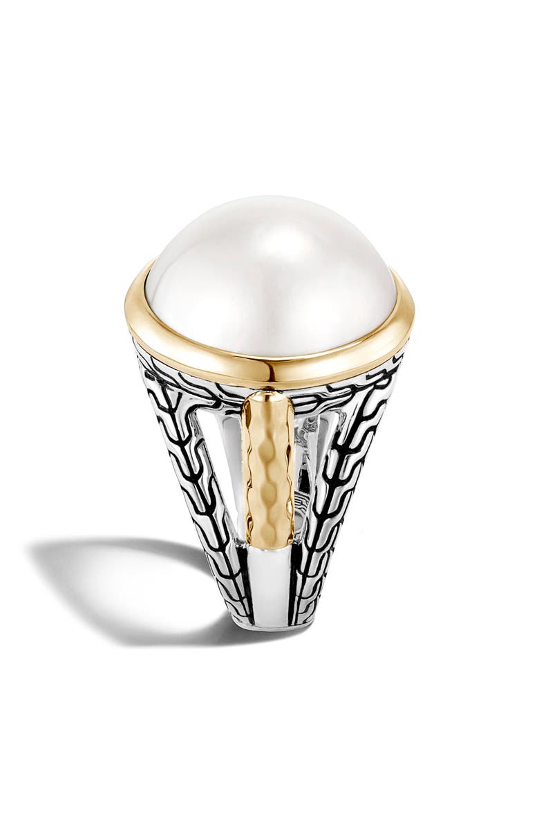John Hardy Classic Chain Hammered Mabé Pearl Ring, Alternate, color,
