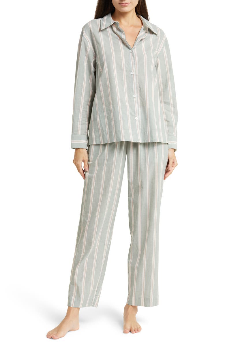Eberjey Stripe Sandwashed Organic Cotton Pajamas, Main, color, 