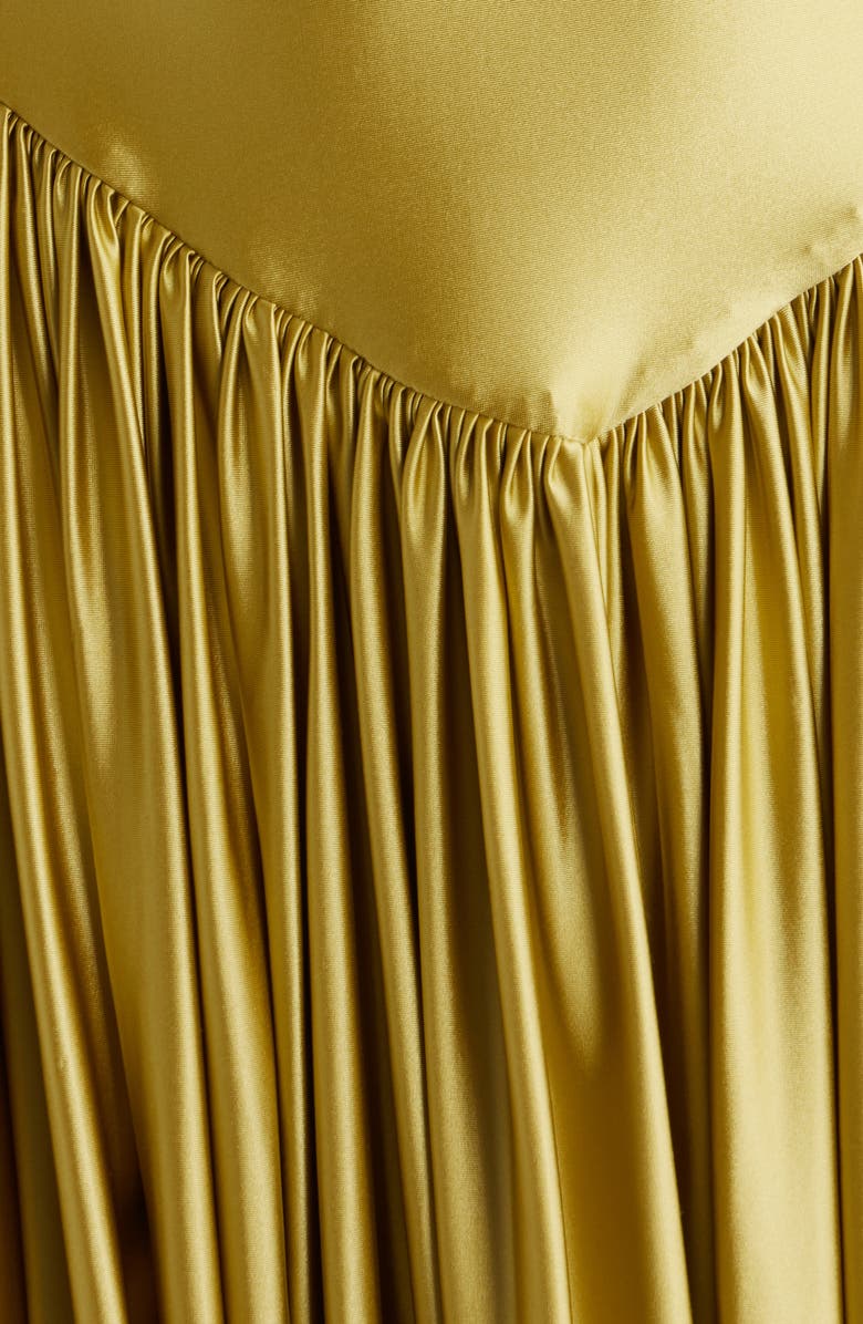 Delfi Collective Oriana Stretch Satin Gown, Alternate, color, Olive