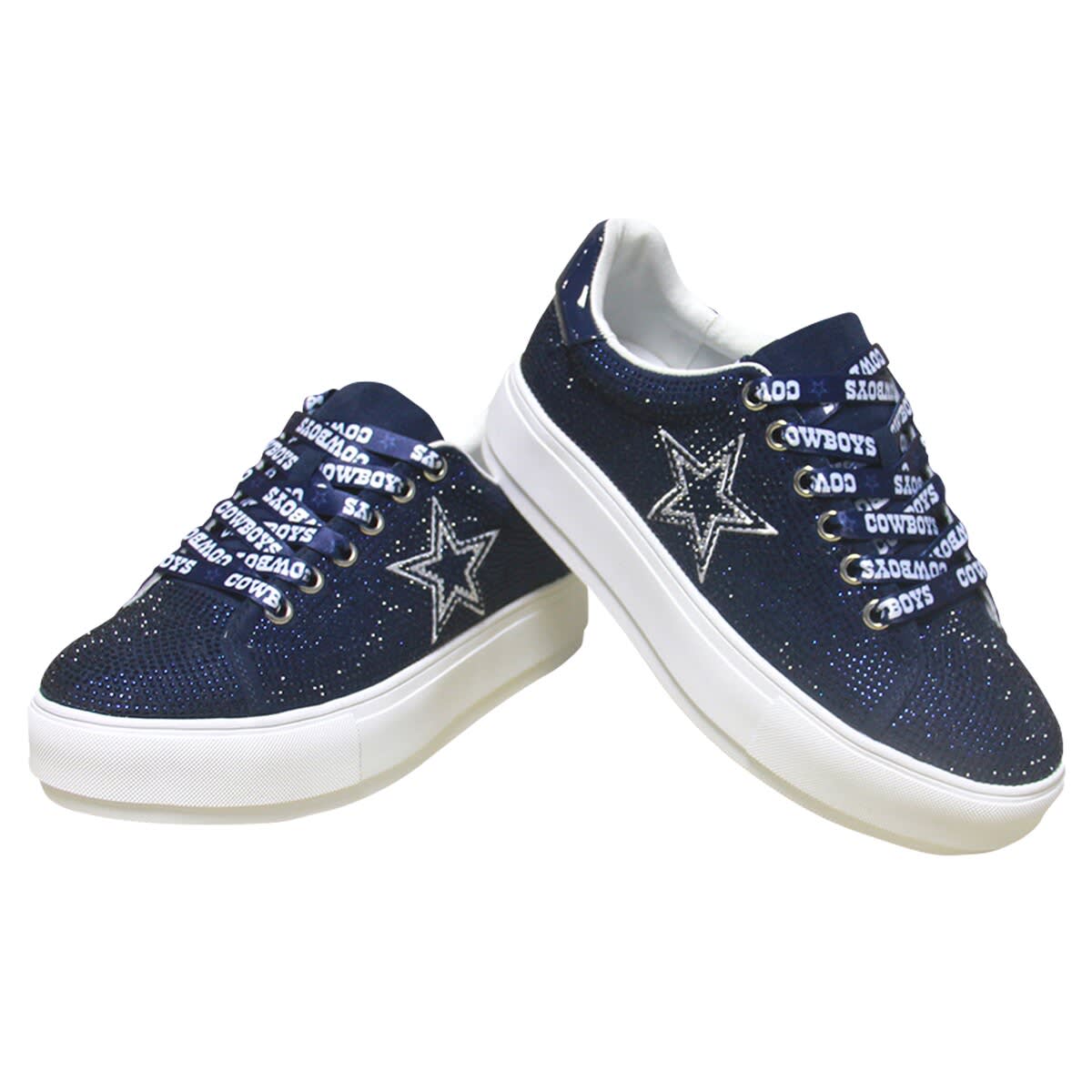 CUCE Women's Cuce Navy Dallas Cowboys Team Color Crystal Sneakers, Alternate, color, 