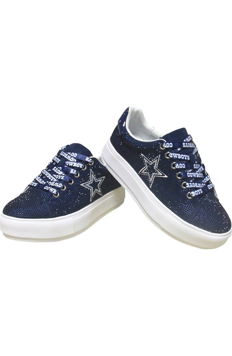 CUCE Women's Cuce Navy Dallas Cowboys Team Color Crystal Sneakers, Alternate, color,