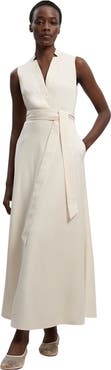 Karen Millen Tailored Linen Wrap Maxi Dress