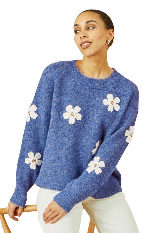 Yumi Crochet Flower Knit Sweater In Brown