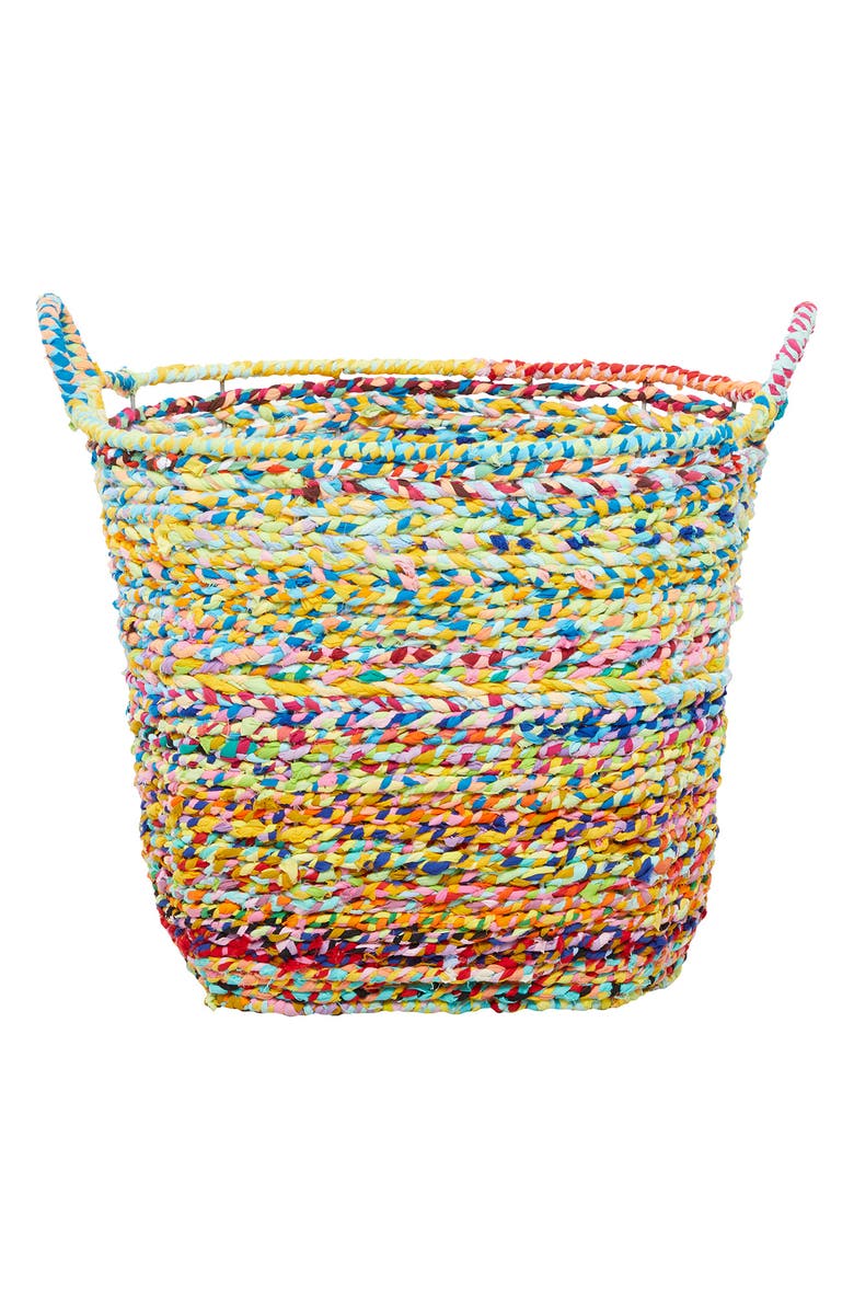 GINGER BIRCH STUDIO Multi Colored Cotton Bohemian Storage Basket with Handles, Alternate, color, Multi
