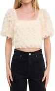 Endless Rose Puff Sleeve Mesh Crop Top