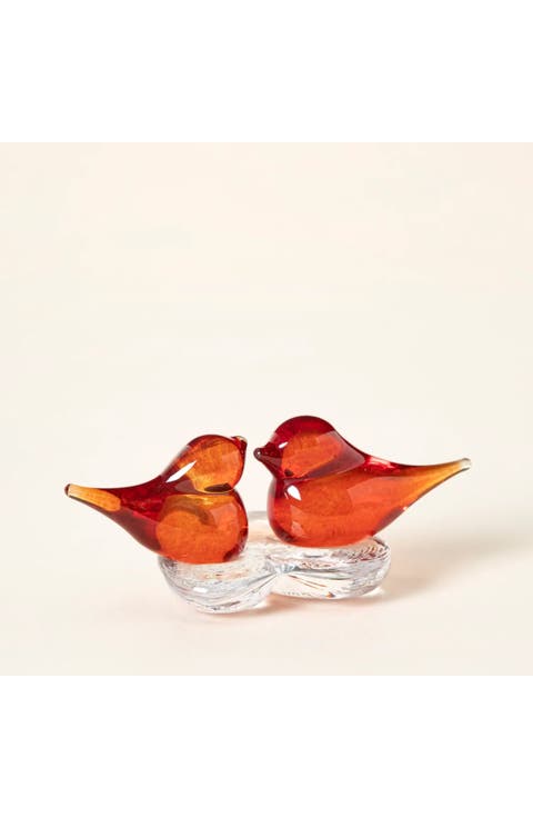 Lovebirds Glass Desktop Sculpture by Gather Glass