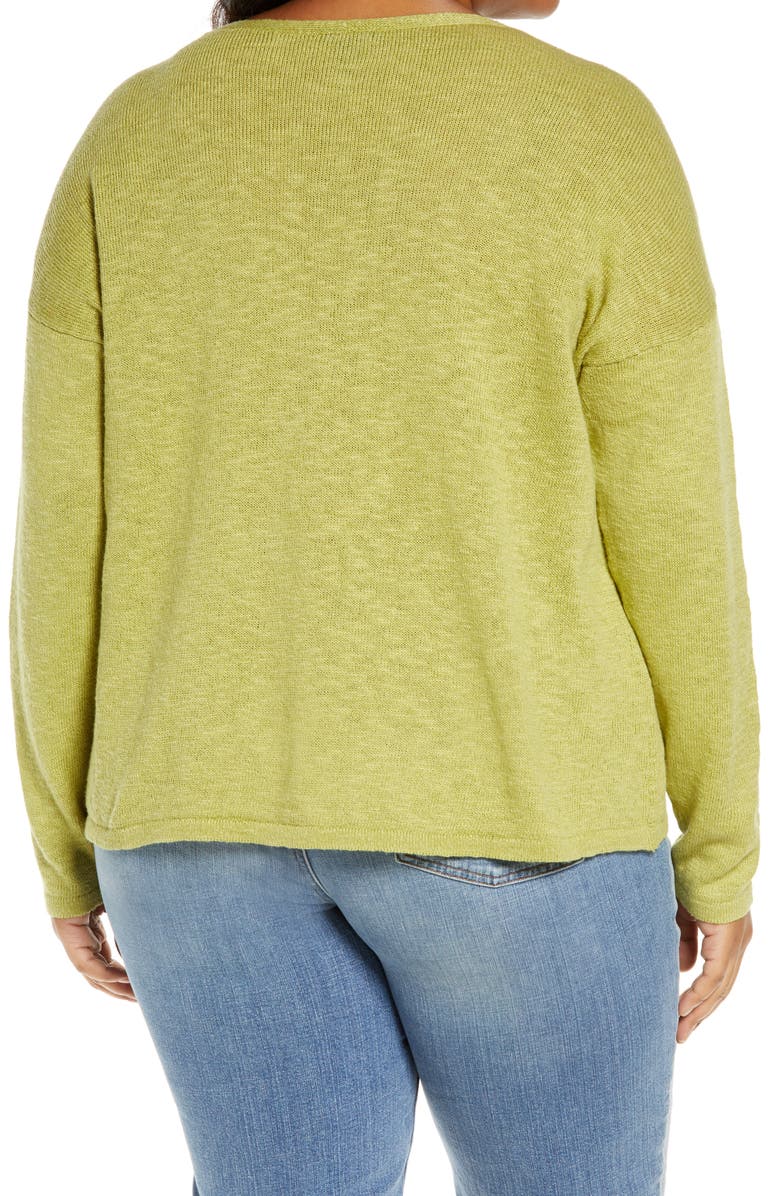 Eileen Fisher V-Neck Boxy Organic Cotton & Linen Sweater, Alternate, color,