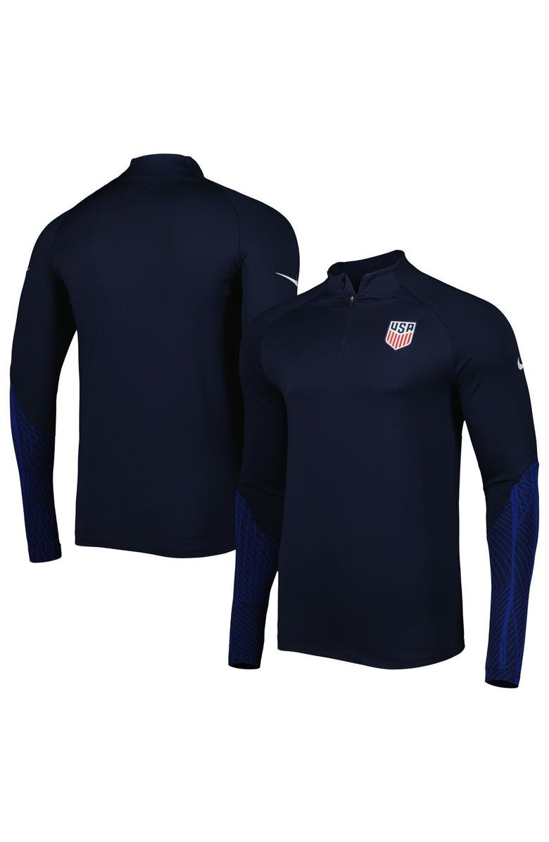 Nike Men's Nike Navy USMNT 2022 Strike Drill Performance Raglan Quarter-Zip Long Sleeve Top, Main, color, Navy