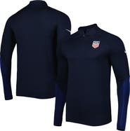 Nike Men's Nike Navy USMNT 2022 Strike Drill Performance Raglan Quarter-Zip Long Sleeve Top