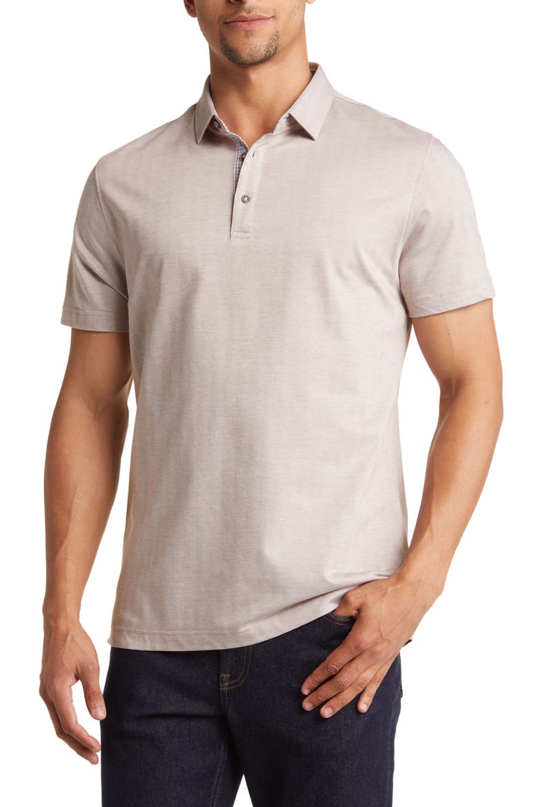 Trim Fit Short Sleeve Polo, Main, color, LATTE