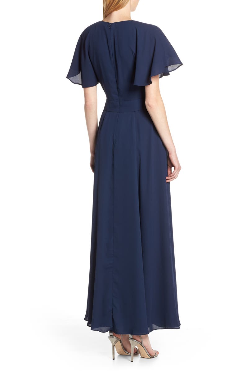 Fame and Partners Tie Front Georgette Dress, Alternate, color, 