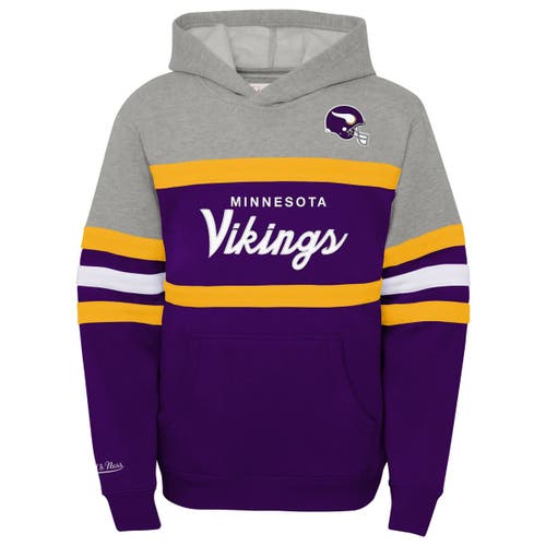 Mitchell & Ness Youth Purple Minnesota Vikings Throwback Head Coach Pullover Hoodie In Purple