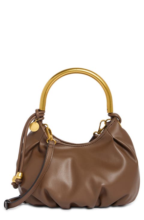 Metal Handle Hobo Shoulder Bag