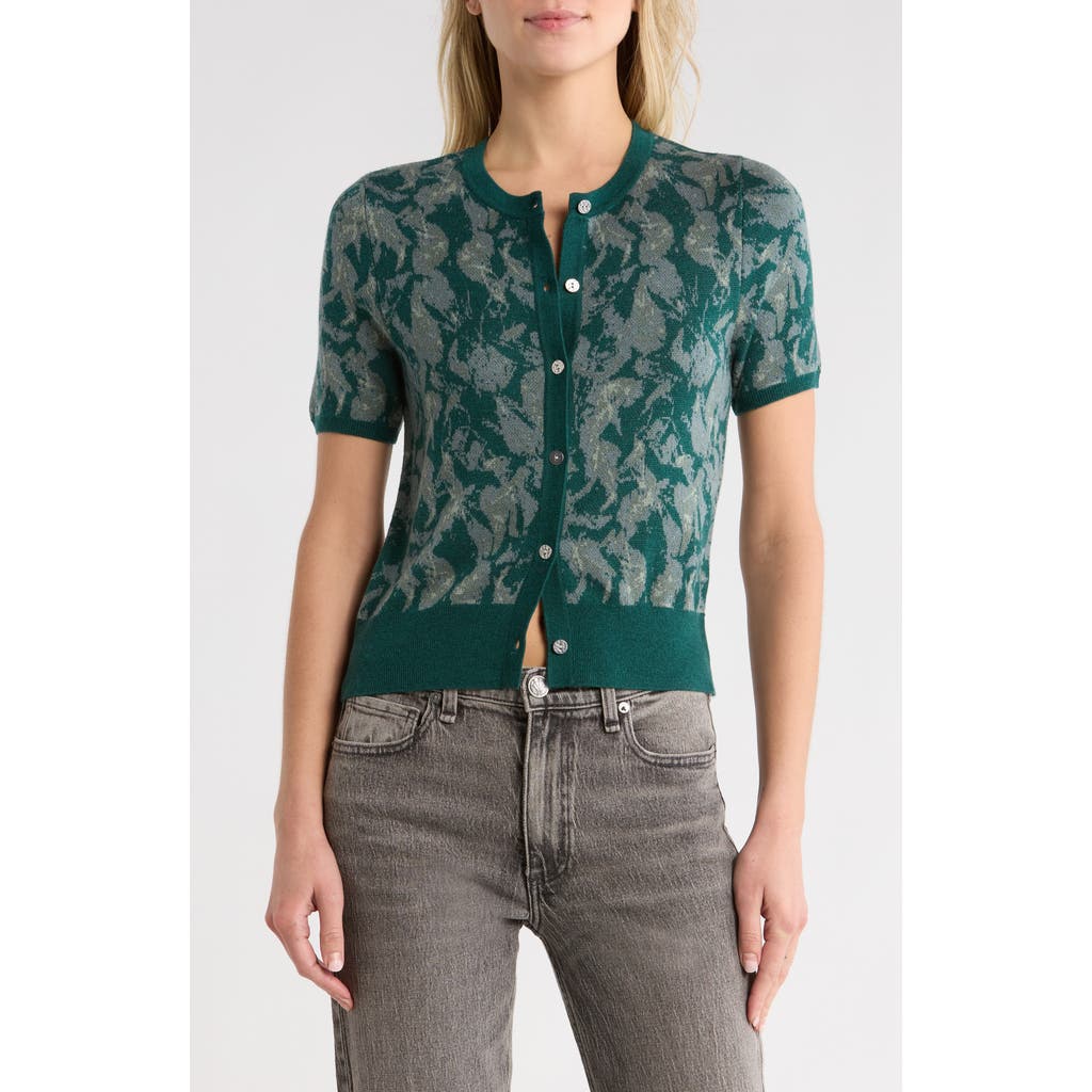 Rag & Bone Michal Jacquard Cardigan Sweater In Green
