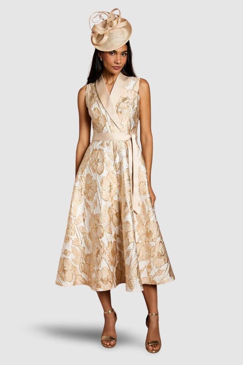 Sleeveless Tux Jacquard Midi Dress