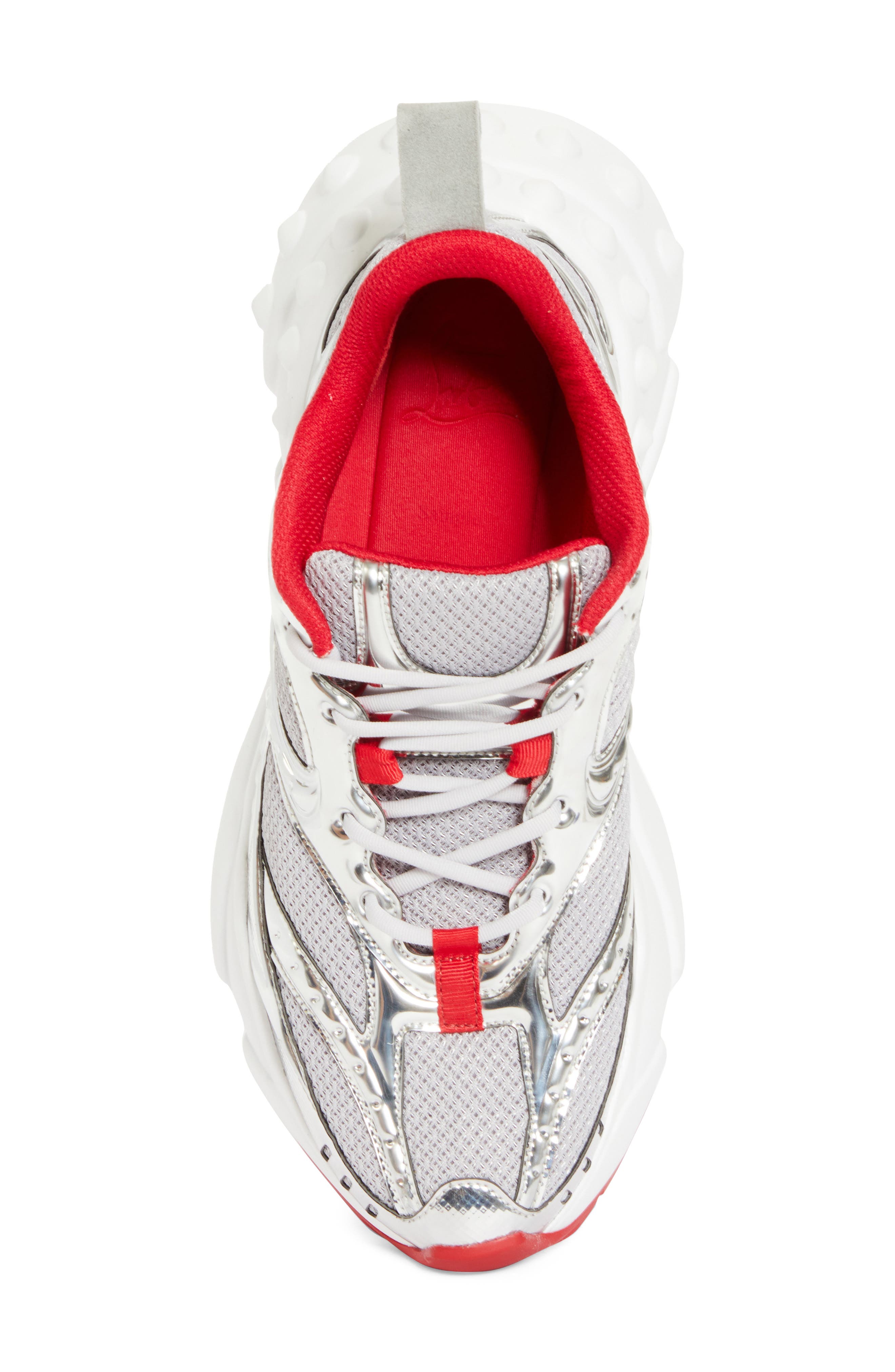 Christian Louboutin So Flo Sneaker, Alternate, color, Silver