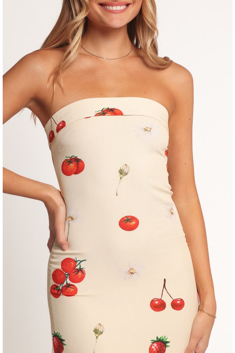 Adela Printed Strapless Maxi Dress, Alternate, color, TOMATO PRINT