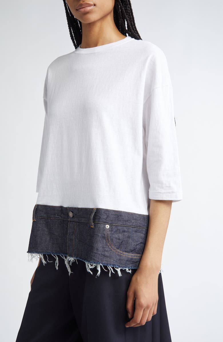 Undercover Raw Denim Hem Cotton Top, Alternate, color, 