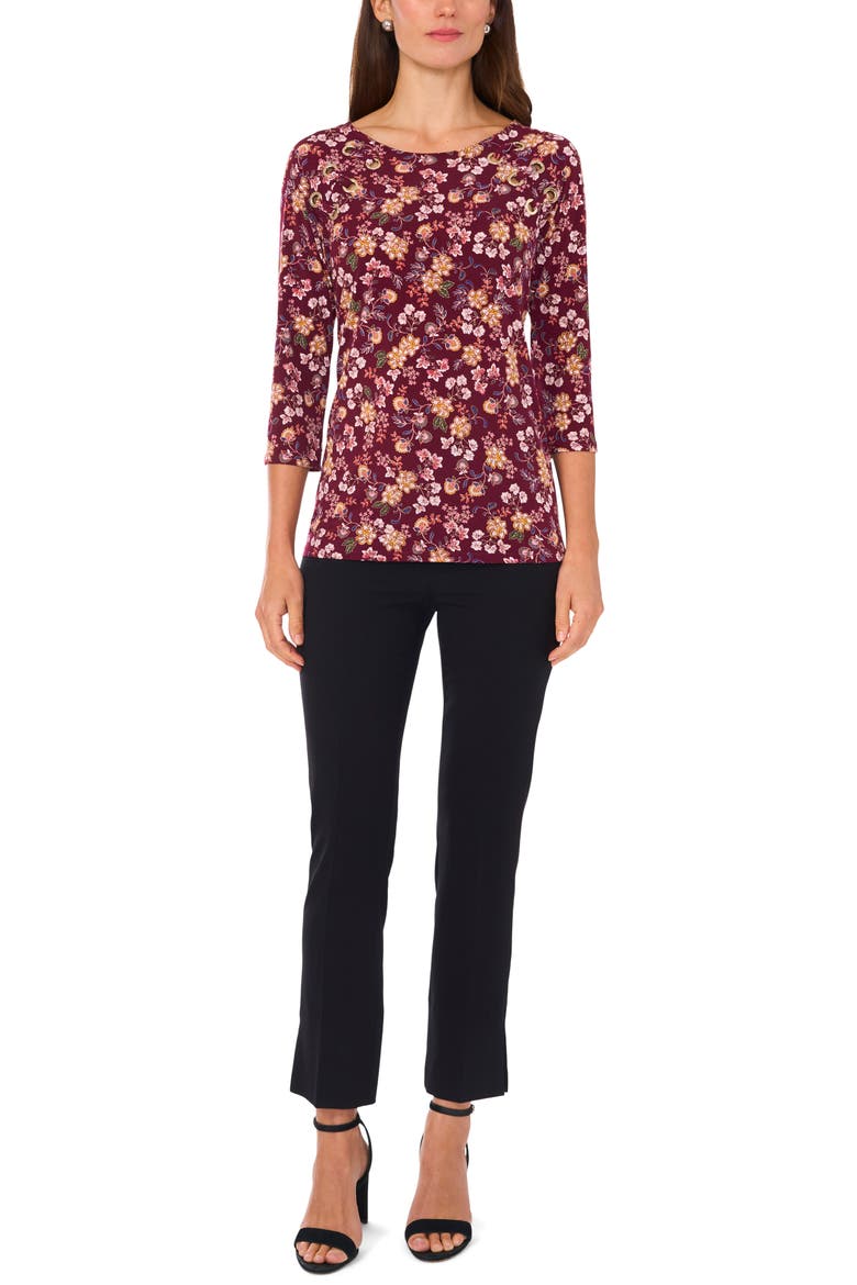 Floral Grommet Accent Cutout Top, Alternate, color, ANCHO CHILE MULTI