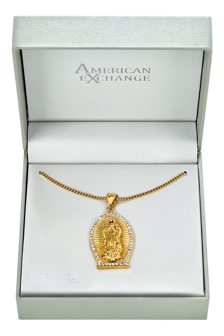 Men's Holy Mary Pendant Necklace, Main, color, GOLD