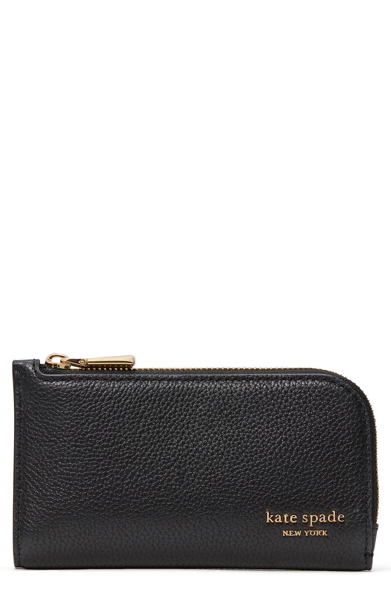 Kate Spade New York Small Devin Pebble Leather Bifold Wallet, Main, color, Black